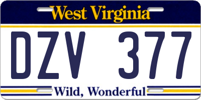 WV license plate DZV377