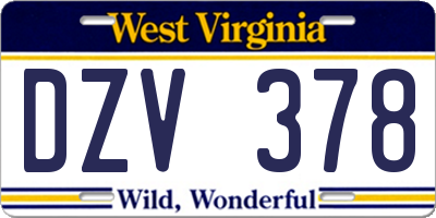 WV license plate DZV378