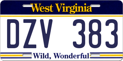 WV license plate DZV383