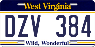 WV license plate DZV384