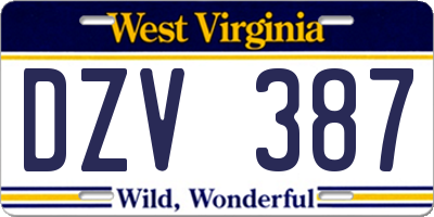 WV license plate DZV387