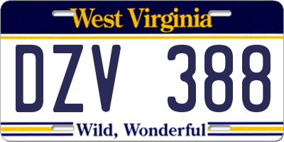 WV license plate DZV388