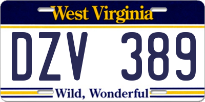 WV license plate DZV389