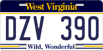 WV license plate DZV390