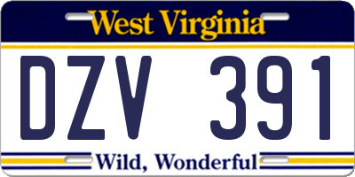 WV license plate DZV391