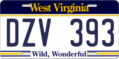 WV license plate DZV393