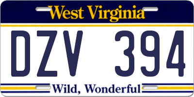 WV license plate DZV394