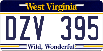 WV license plate DZV395