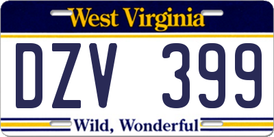 WV license plate DZV399