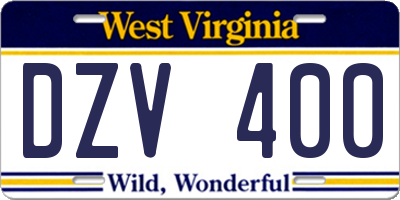 WV license plate DZV400