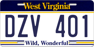 WV license plate DZV401