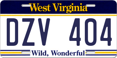 WV license plate DZV404