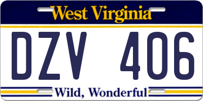 WV license plate DZV406