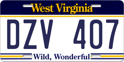 WV license plate DZV407