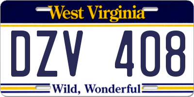 WV license plate DZV408