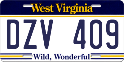 WV license plate DZV409