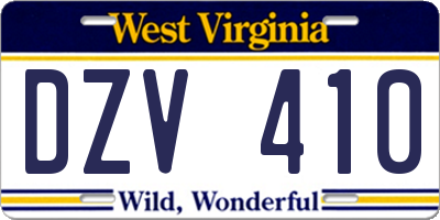 WV license plate DZV410