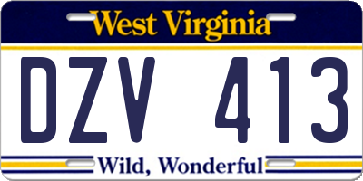 WV license plate DZV413