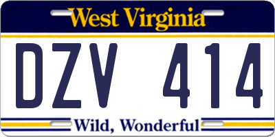 WV license plate DZV414