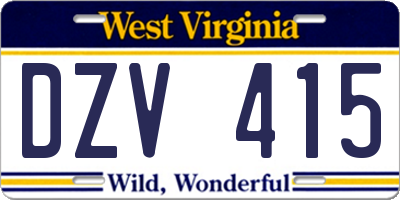 WV license plate DZV415