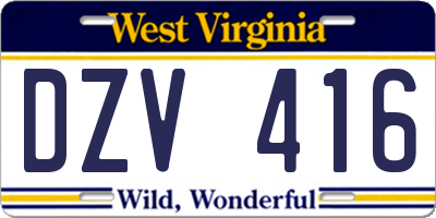 WV license plate DZV416