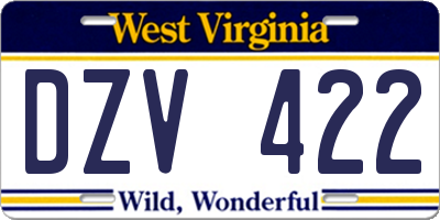 WV license plate DZV422