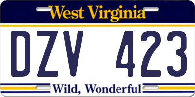 WV license plate DZV423