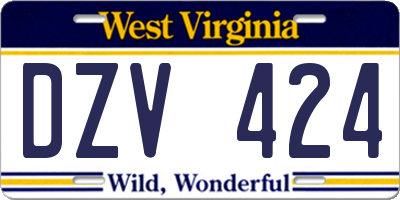 WV license plate DZV424