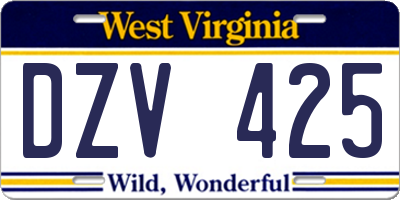 WV license plate DZV425