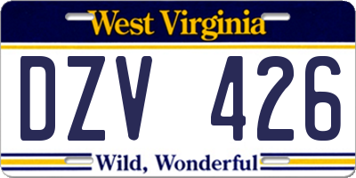 WV license plate DZV426