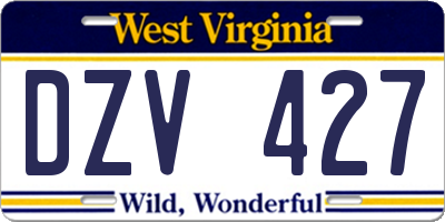 WV license plate DZV427