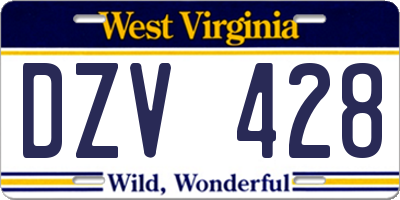 WV license plate DZV428