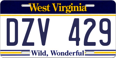 WV license plate DZV429