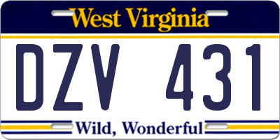 WV license plate DZV431