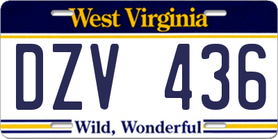 WV license plate DZV436