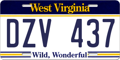 WV license plate DZV437