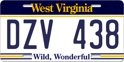 WV license plate DZV438