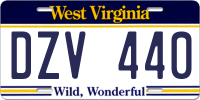 WV license plate DZV440