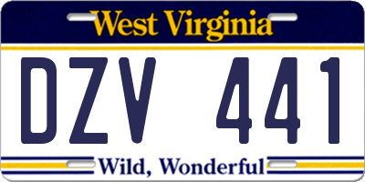 WV license plate DZV441