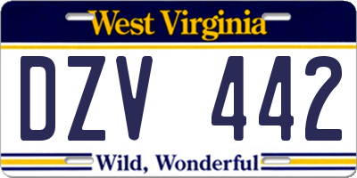 WV license plate DZV442