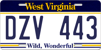 WV license plate DZV443