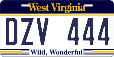 WV license plate DZV444