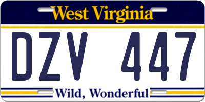 WV license plate DZV447