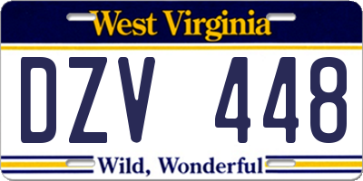 WV license plate DZV448