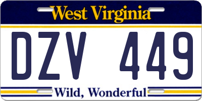 WV license plate DZV449