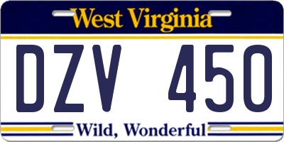 WV license plate DZV450