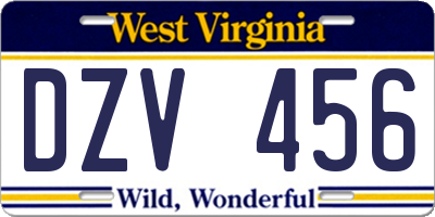 WV license plate DZV456