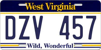 WV license plate DZV457