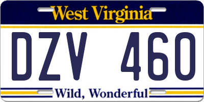 WV license plate DZV460