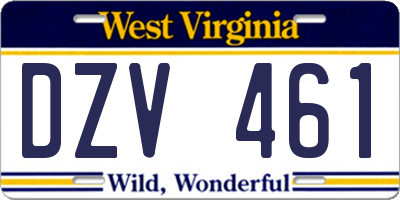 WV license plate DZV461